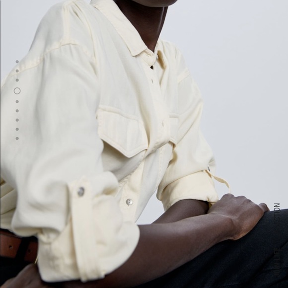 ZARA Basic Collared Shirt With Pockets - Picture 4 of 10